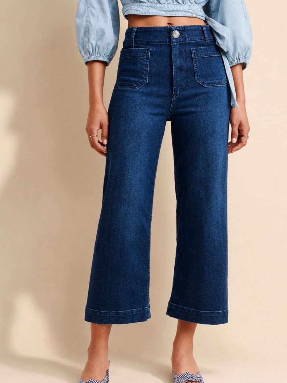 Anthropologie PILCRO The Skipper Dark Wash Wide Leg Crop Jeans Size 25